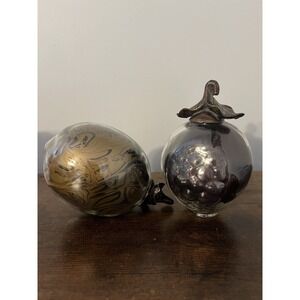 Art Glass Decorative Fruit Lemon & Grapes Set Studio Style Harvest Decor